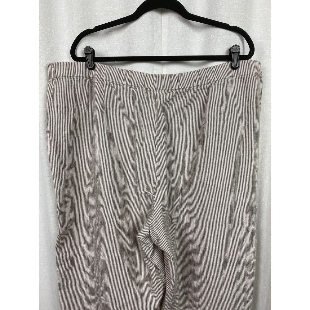 J.Jill Love Linen Cream Beige Stripe Linen Wide Leg Cropped Pants Sz.3X - Picture 8 of 11